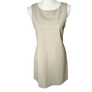 Theory Sleeveless Sheath Dress Tan Size 6 Side Zip Work Wear Career Office
